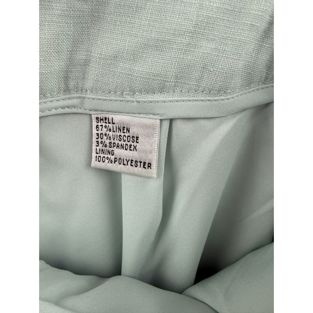 Talbots Petites Sage Green Linen Blend Wide Leg Trousers Pants Size 8P Italian - Picture 6 of 8